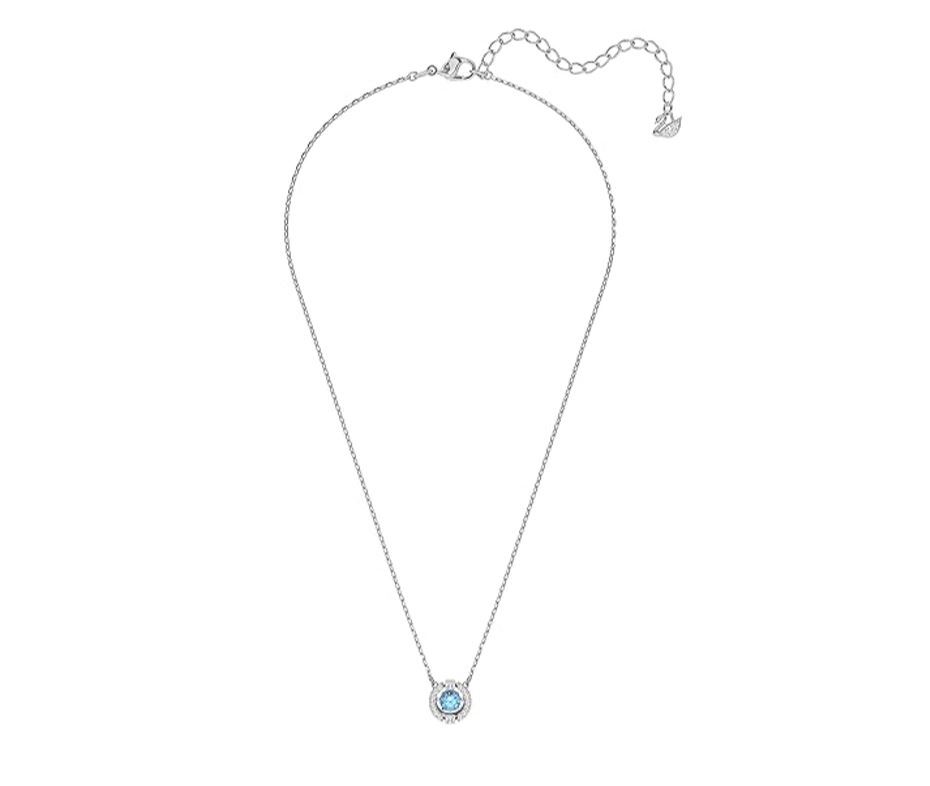 Swarovski Una Necklace Round Cut, Blue, Rhodium Plated 5279425