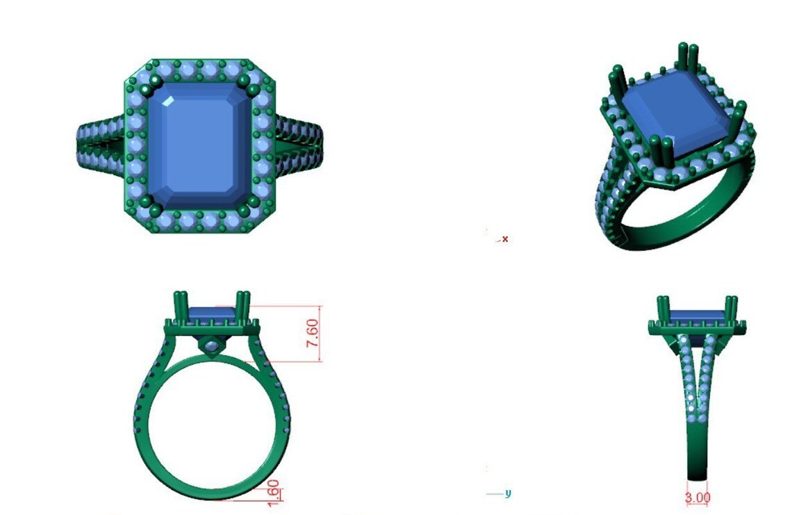 4.50 Ct Emerald Natural Sapphire & Diamond Engagement Ring 14K White Gold Size 6