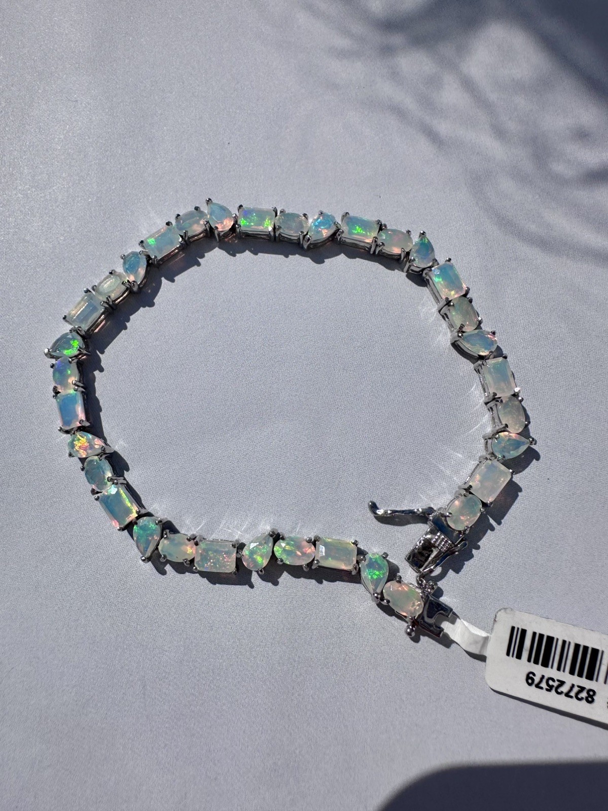Stunning Genuine Opal Bracelet In Sterling Silver