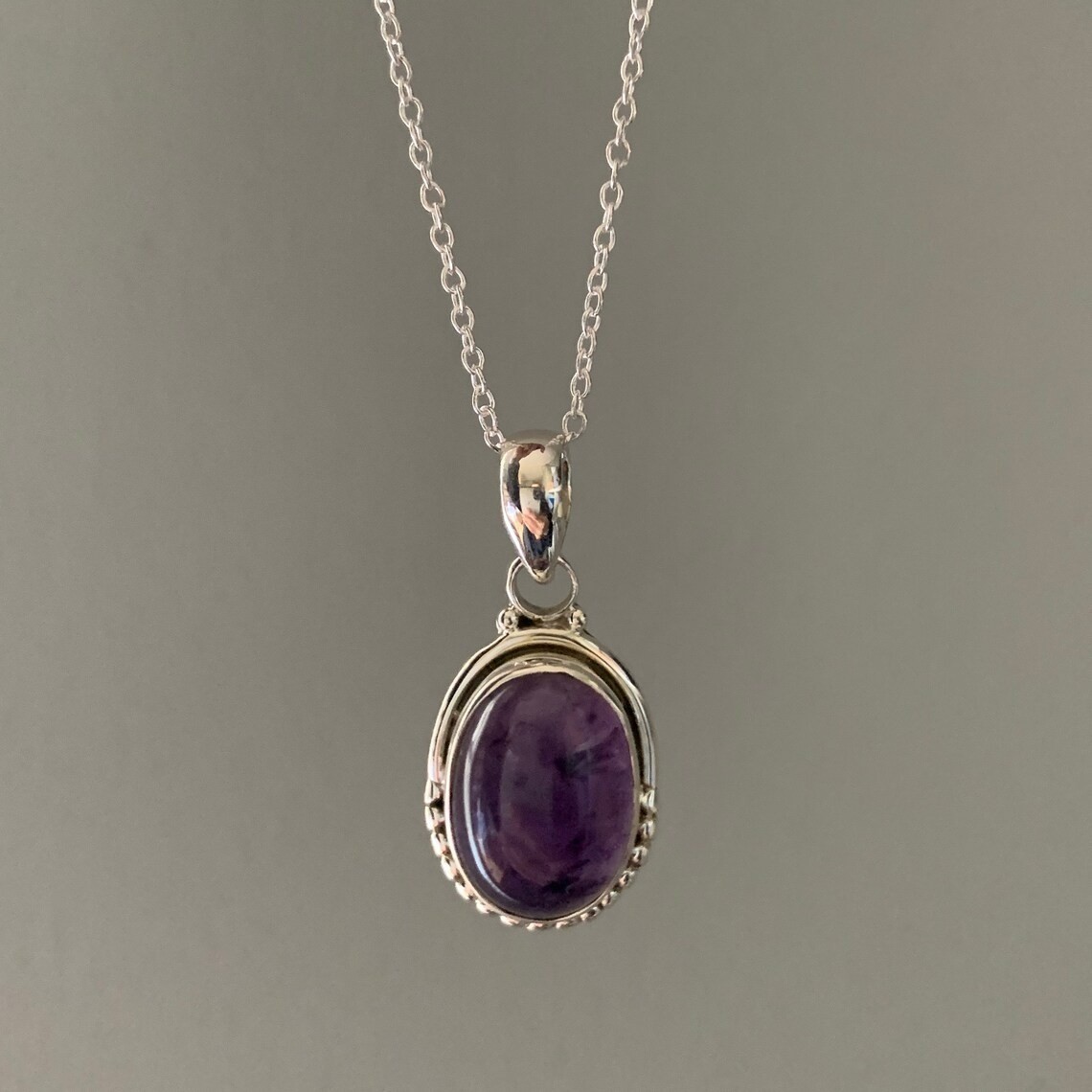 Nice Africian Amethyst Gemstone 925 Sterling Silver Handmade Pendant