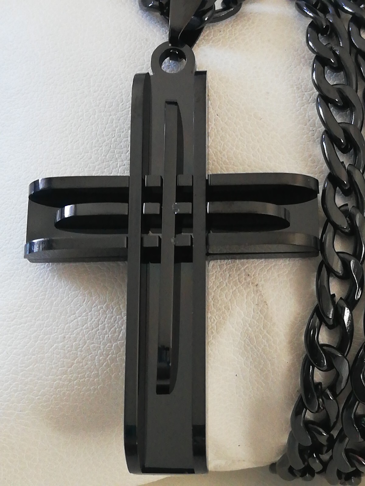 Titanium Stainless Steel Cross Necklace Pendant Black New
