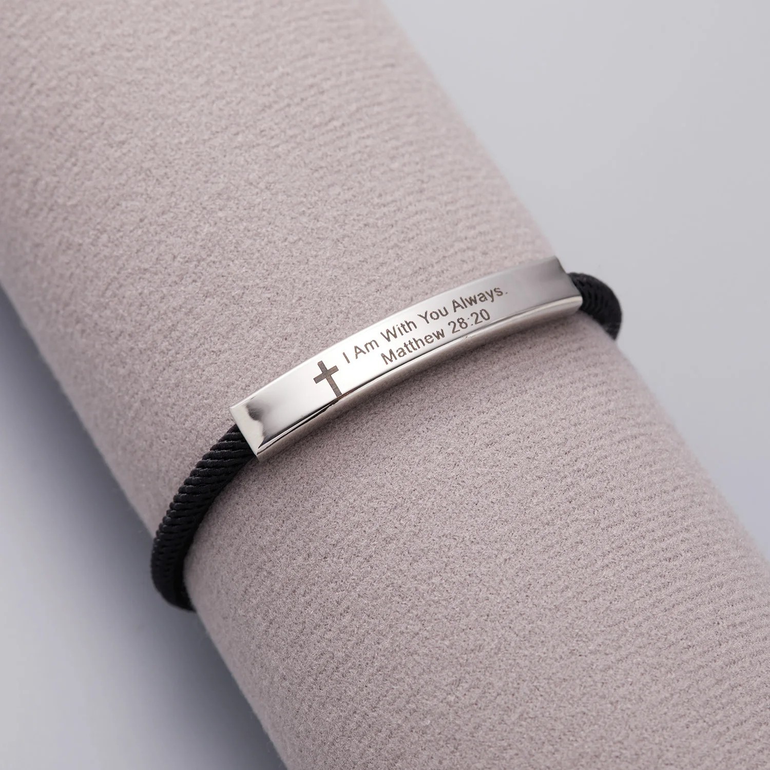 Christian Bracelet Cross Bible Verse Matthew 28:20 Faith Gift for Men Women Gift