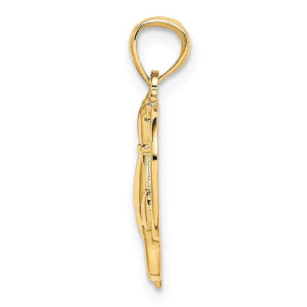 14k Yellow Gold Sitting Cats in a Heart Pendant 0.89 g