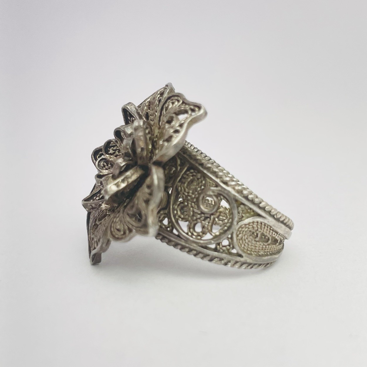 DGS Turkey Blooming Flower Filigree Design Sterling Silver Ring Size 6 (7.83g)