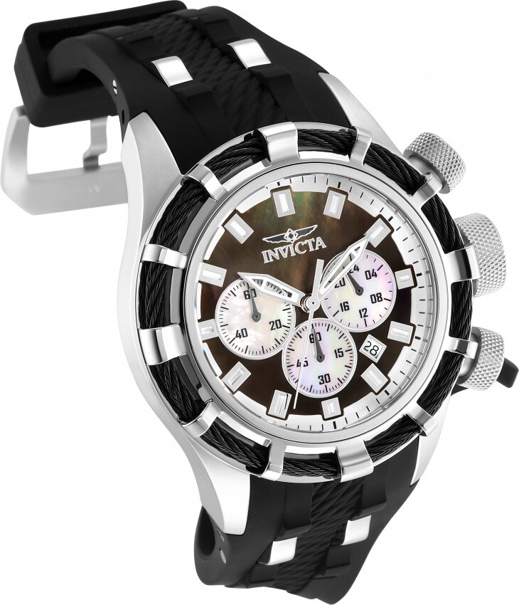 InvictA ‘ Nautical Ensemble Sport ‘ BOLT BLACK Rubber band 50mm CHRONOGRAPH NEW