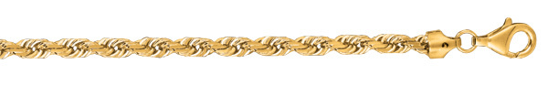 14k Yellow Gold 7″ Solid Diamond Cut Rope Link Chain Bracelet 4 mm 7 Grams