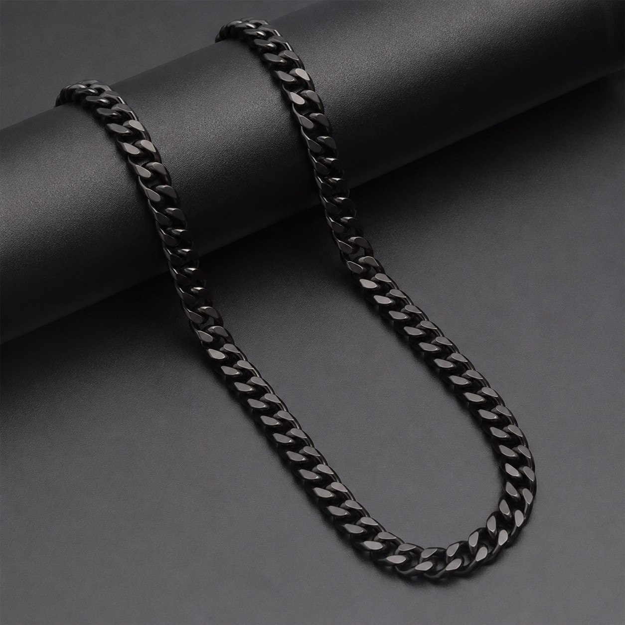 Men’s 8MM Cuban Curb Black Necklace Stainless Steel Link Chain Jewelry