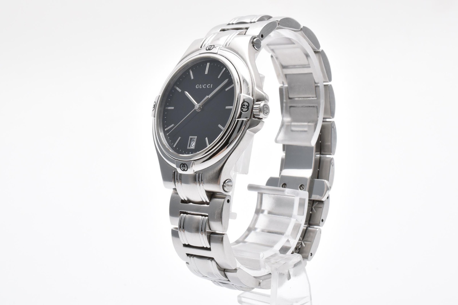 [ Near MINT ] Vintage Gucci 9040M Black Dial 35mm Quartz Men’s Watch From JAPAN