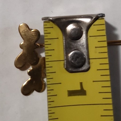 Vintage? Gold Tone Stick Pin Two Butterflies Butterfly Bees Outline Boho Cottage