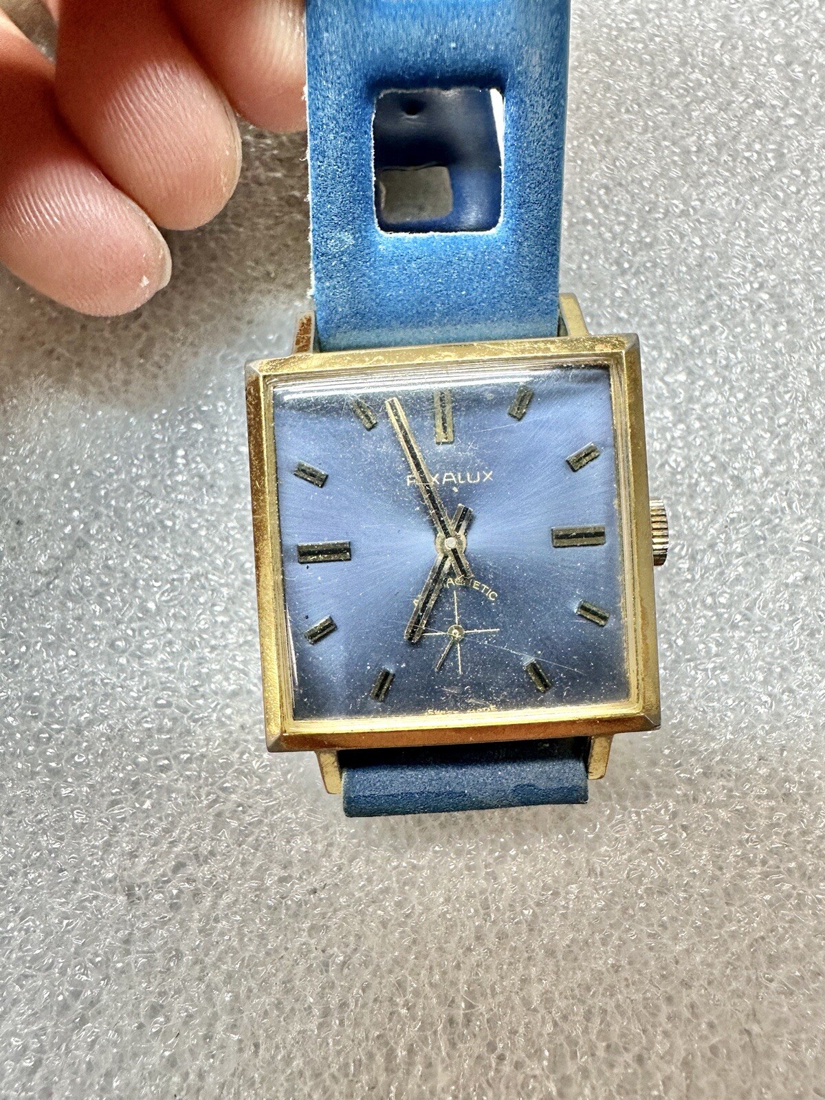 Very Rare VTG Fond Acier Inoxydable Swiss Made Rixalux Square Dave