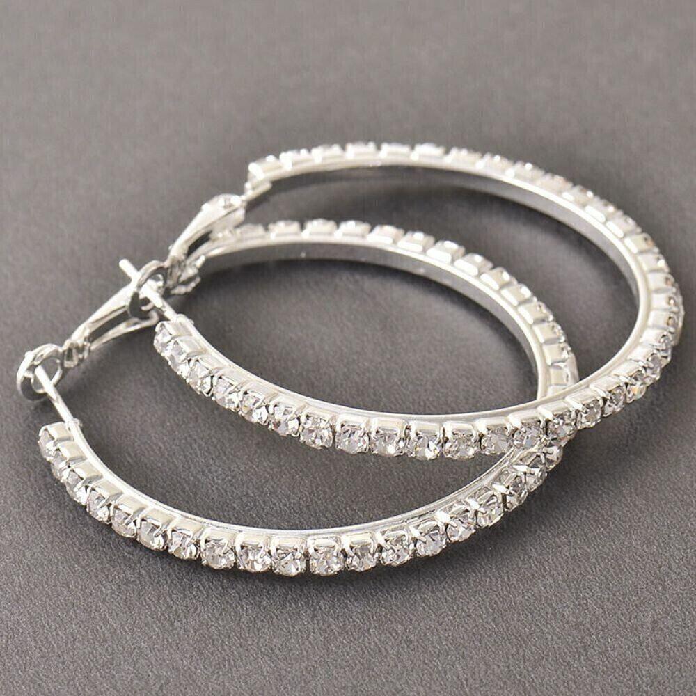 3.00Ct Round Cut Diamond Lab-Created Women’s Hoop Earrings 14K White Gold Plated