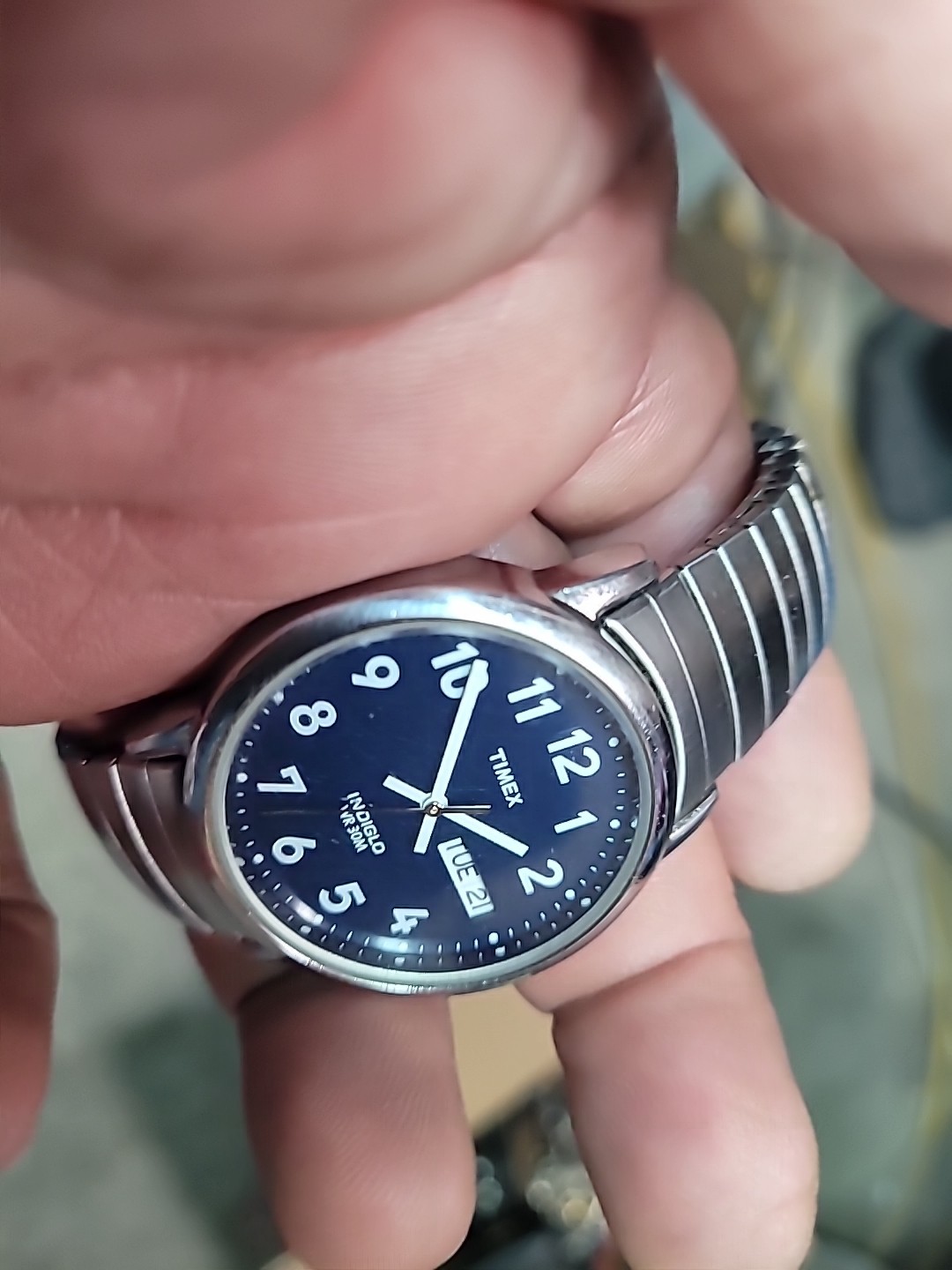 Timex Indiglo Men’s Navy Blue Dial Stainless Case & Flex Bracelet (NJL028081)