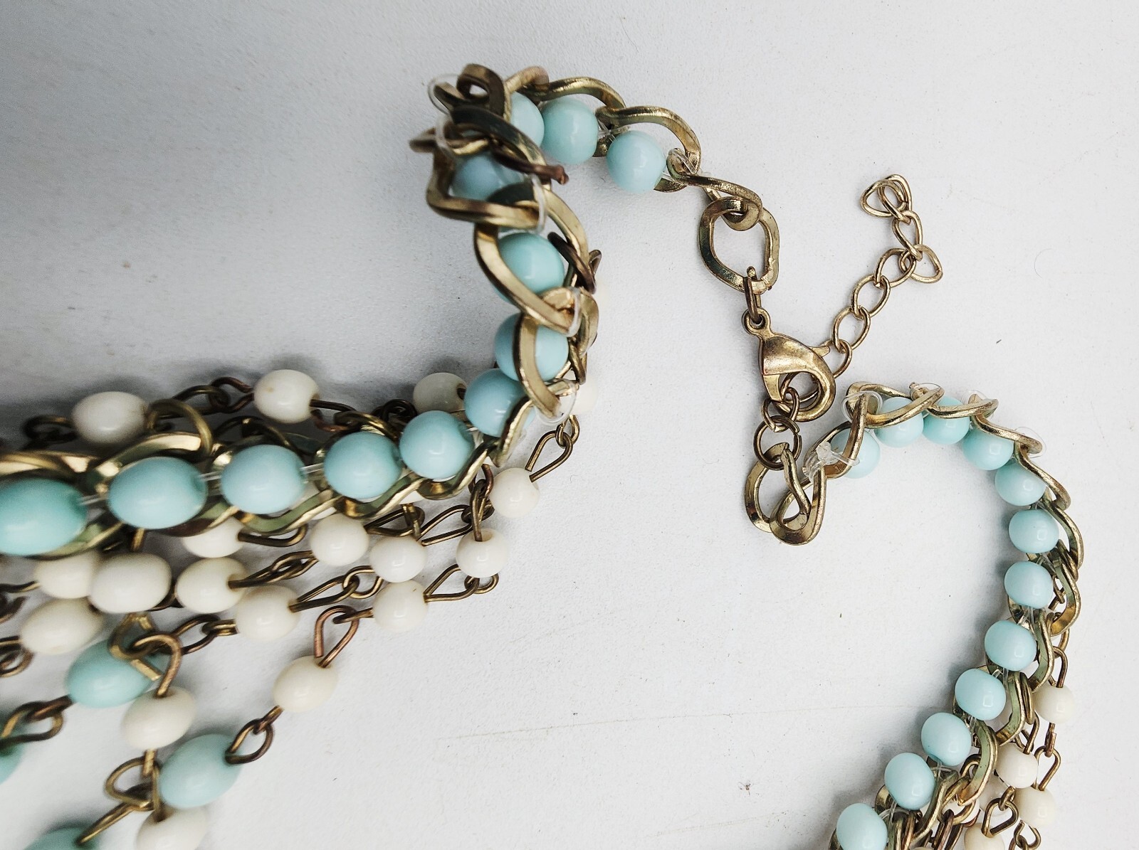 Blue cluster bib statement necklace 14″ choker