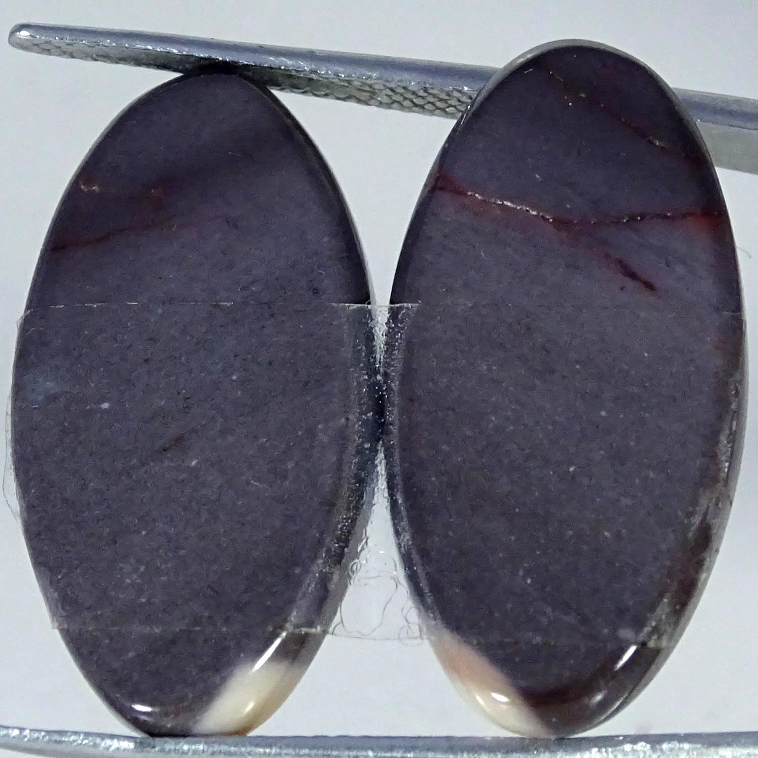 23.10Cts Natural Polygram Jasper Pair Oval Cabochon Gemstone 13X25X4MM