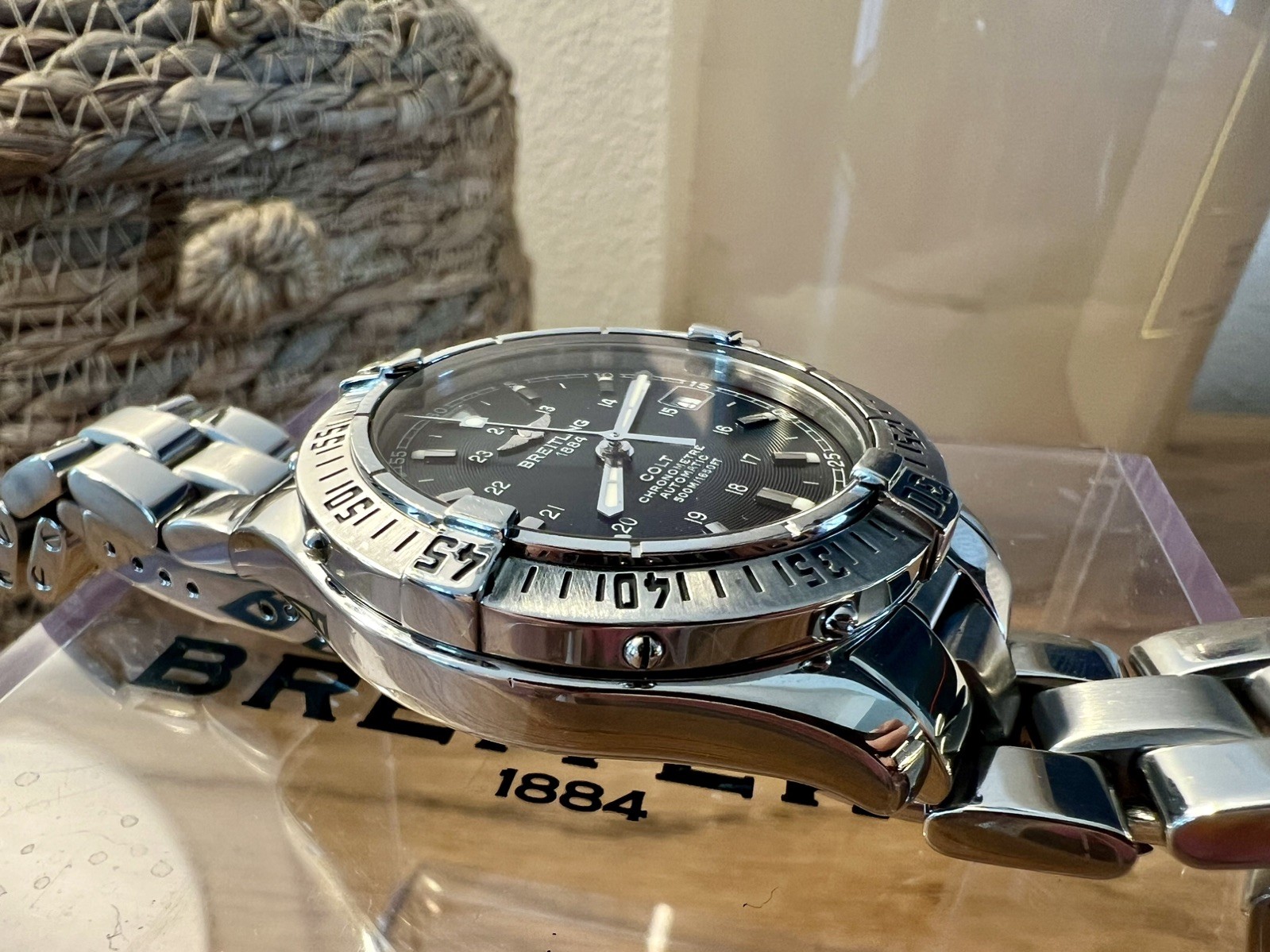 Breitling Colt Ocean Automatic Watch 38mm Black Dial A17350 w/ OEM Bracelet
