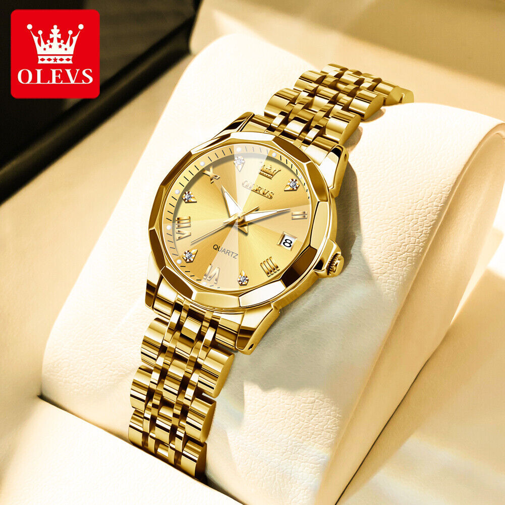 OLEVS Quartz Watch Calendar Stainless Steel Waterproof Women’s Wristwatches Gift