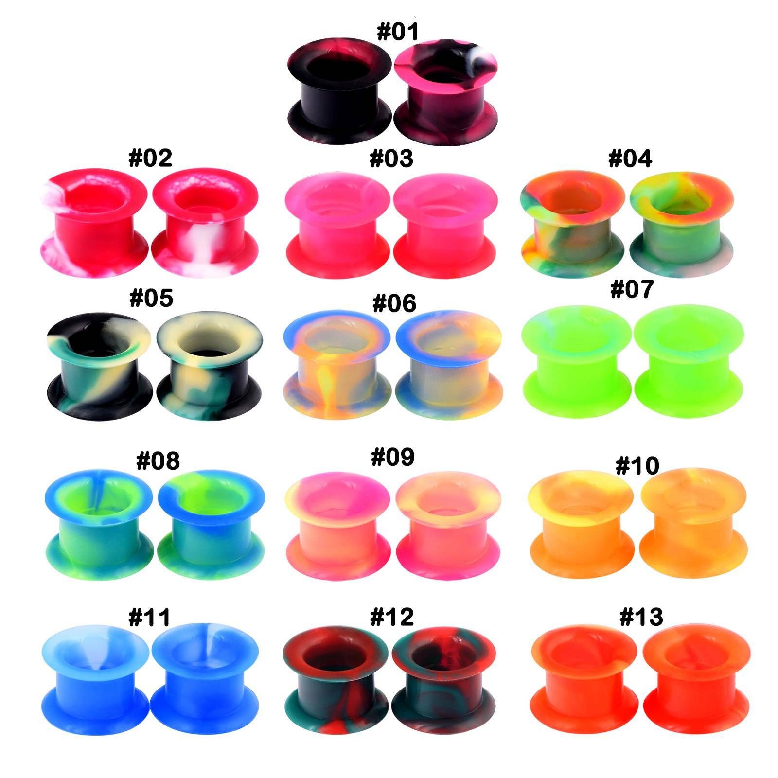 2PCS Ear Tunnel Plugs Double Flared Hollow Hard Silicone Ear Gauges Expanders