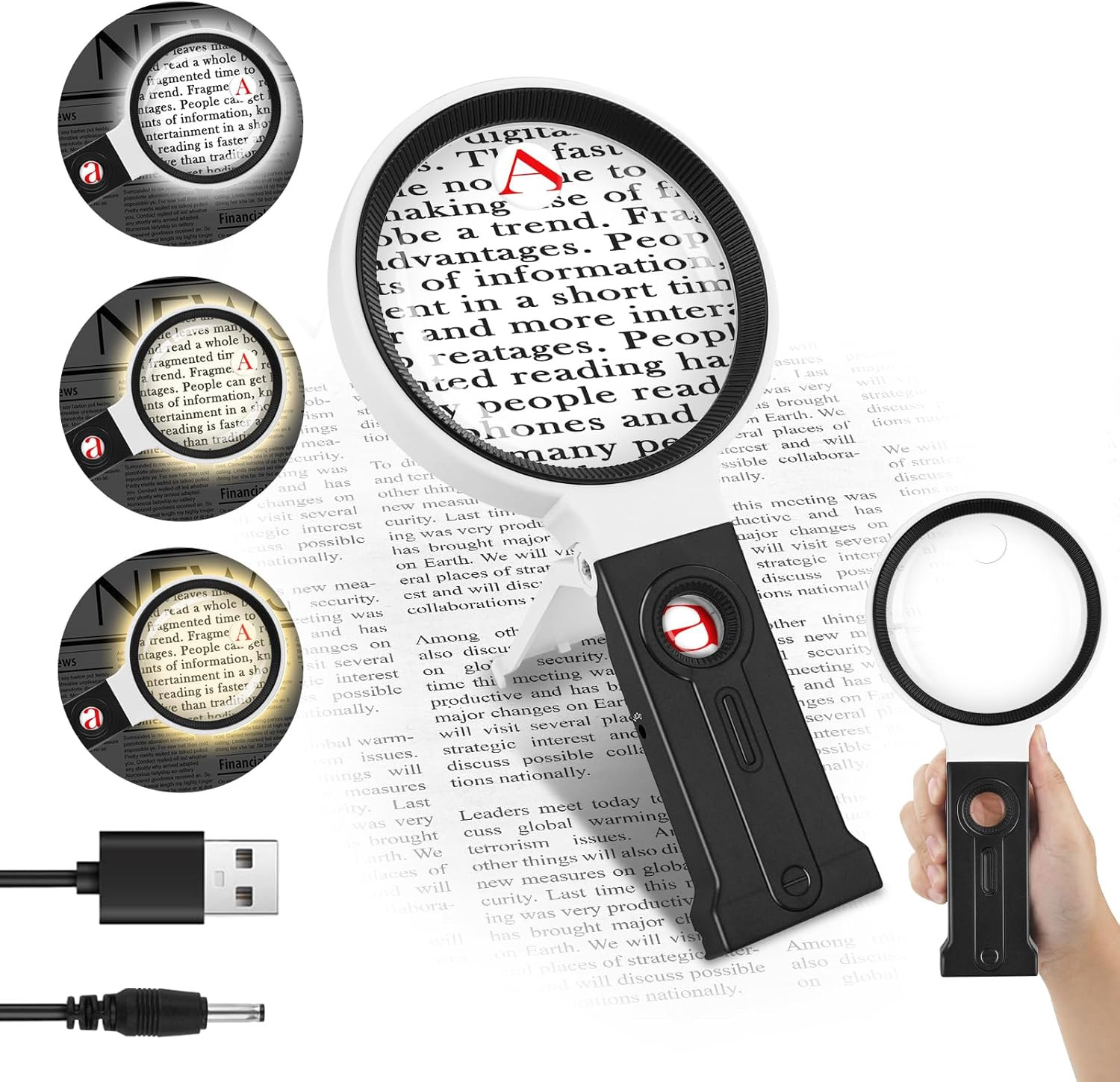 Illuminated Magnifying Glass with Stand and 36 LEDs for Seniors and Crafts