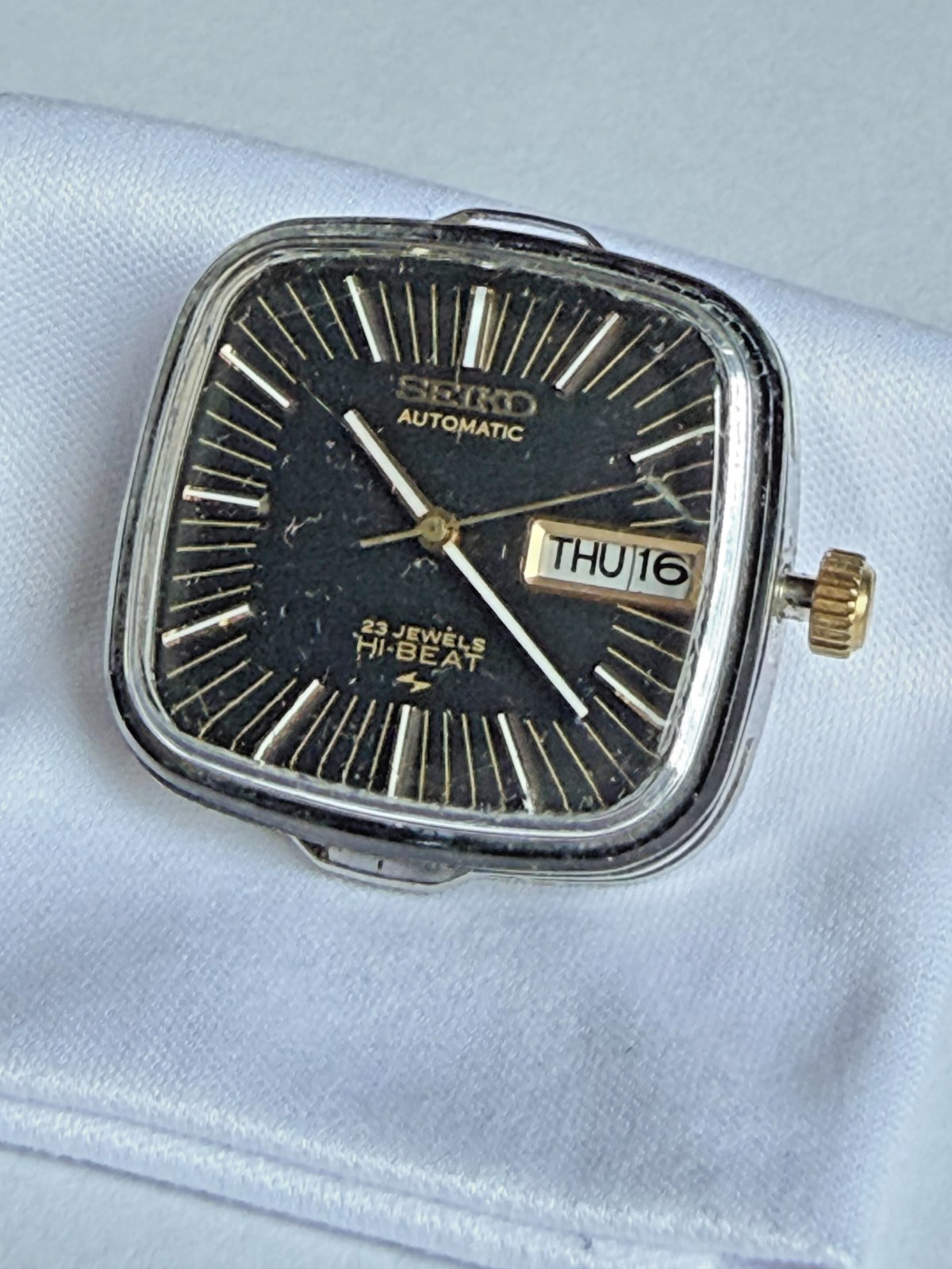Vintage Seiko Hi-Beat Automatic 23 Jewel 2409-3009 Gold Black TV Dial 1972 Runs