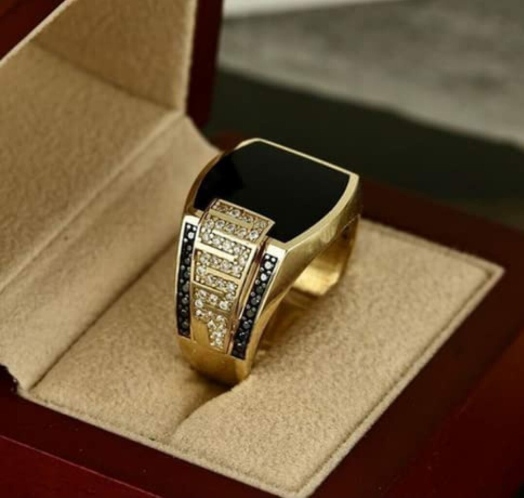 Classic Vintage Ring for Men and Women Luxury CZ Carved Silver and Gold Plated