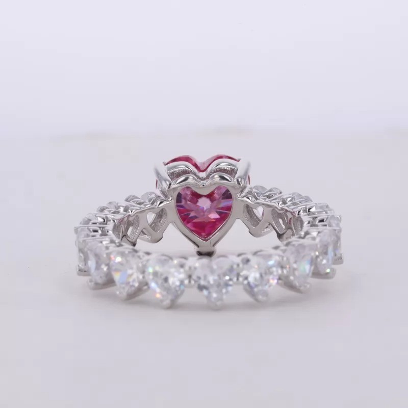 2.50 TCW Heart Cut Pink Simulated Diamond Engagement Ring 14K White Gold Plated