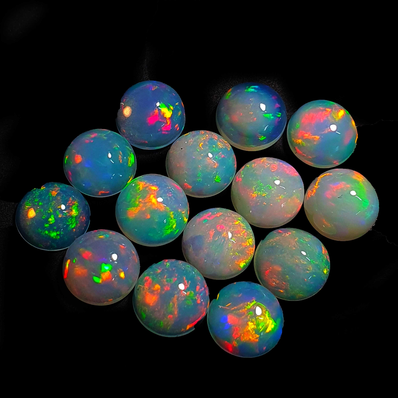 Natural AAA Quality Ethiopian Opal Round Cabochon Gemstone Lot 4 Pcs 9 mm 8 Ct