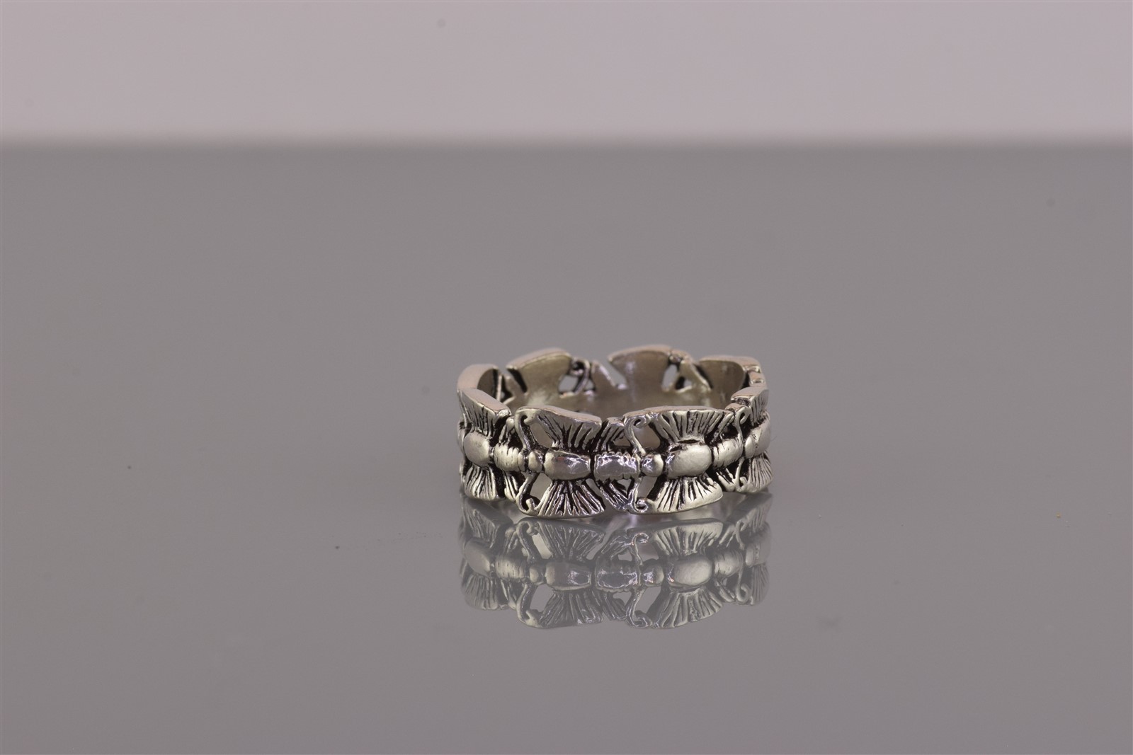 Peter Stone Sterling Silver Carved Dimensional Butterfly Band Ring 925 Sz: 6