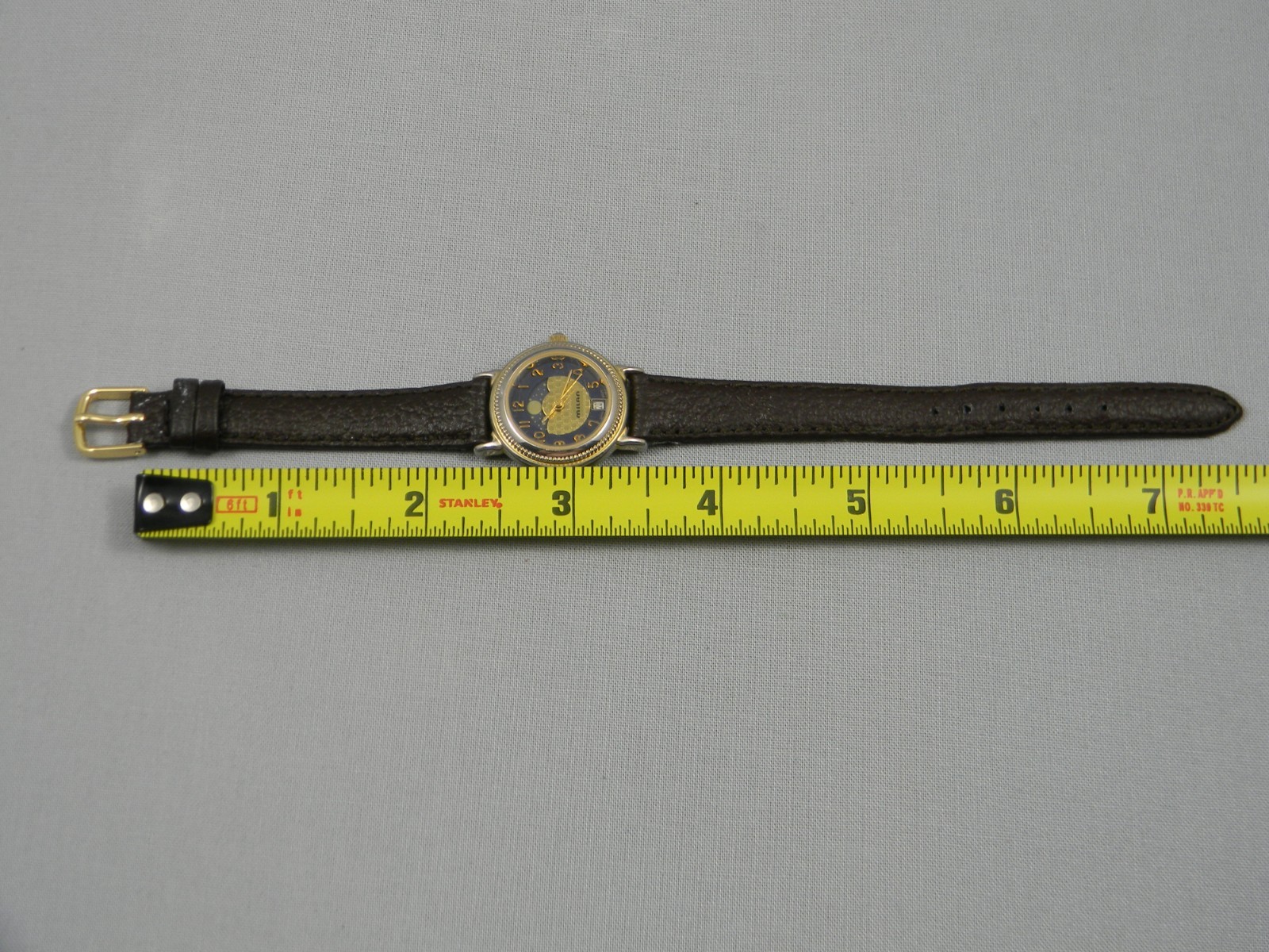 Milan Moon Phase Watch Women 24mm Gold Tone Date Leather Band New Battery