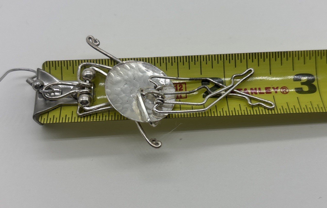 Vintage Sterling Silver Wire Ballet Dancer Dangle Earrings 8.8 Grams