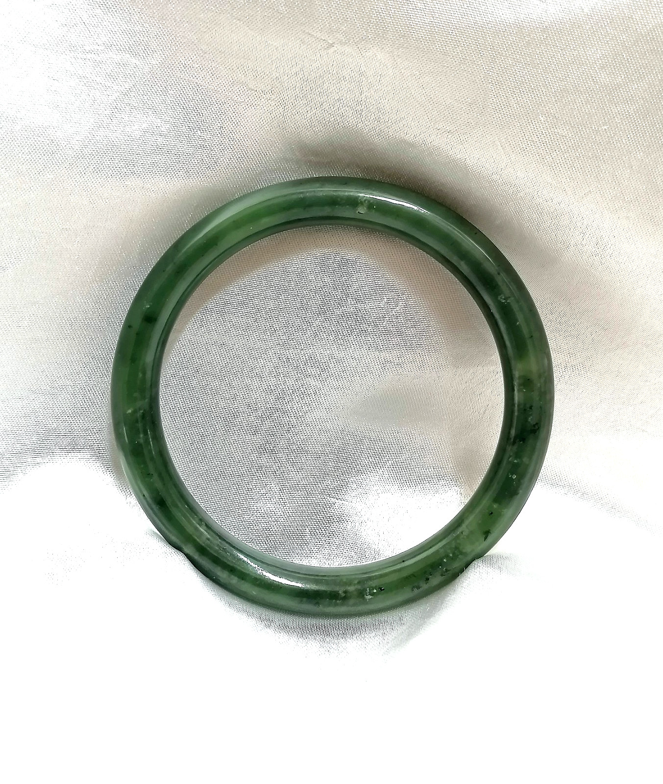 BEAUTIFUL ANTIQUE AUTHENTIC GREEN JADE RING BRACELET, CHINA, 1900.