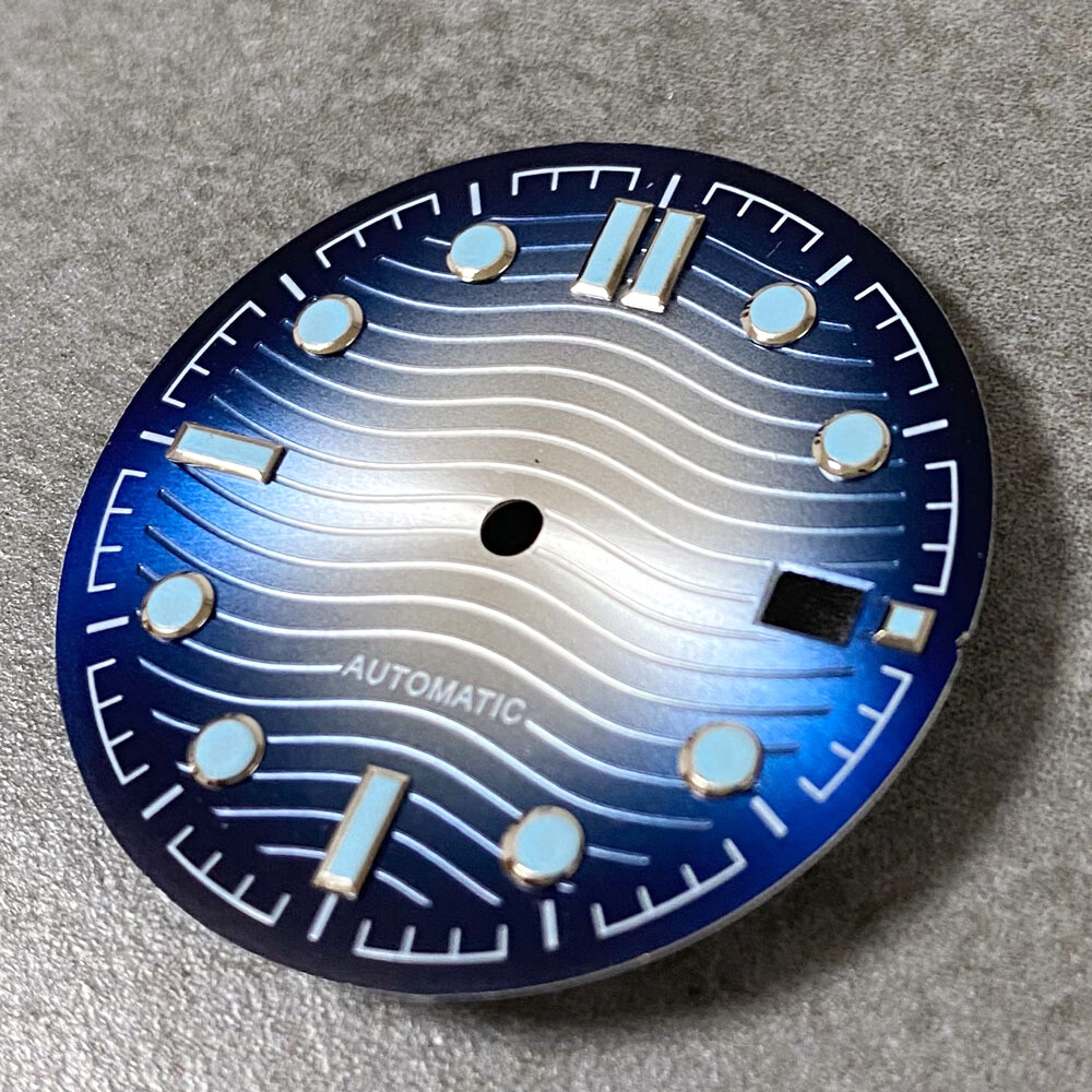New 31mm Wave Textured Watch Dial With Date Window Fit NH35 NH36 NH38 Movement