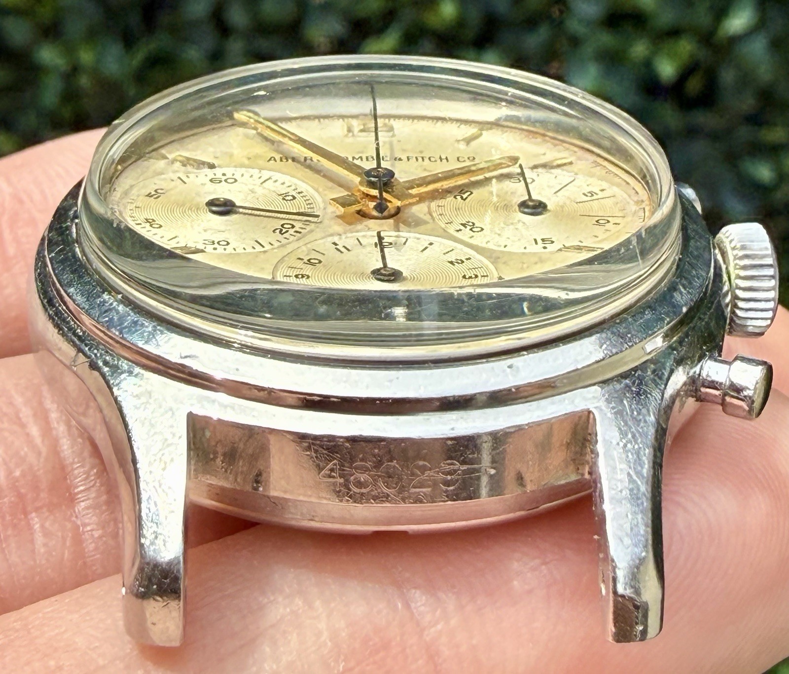 RARE Vintage Heuer Abercrombie & Fitch Chronograph Watch Valjoux Triple Register