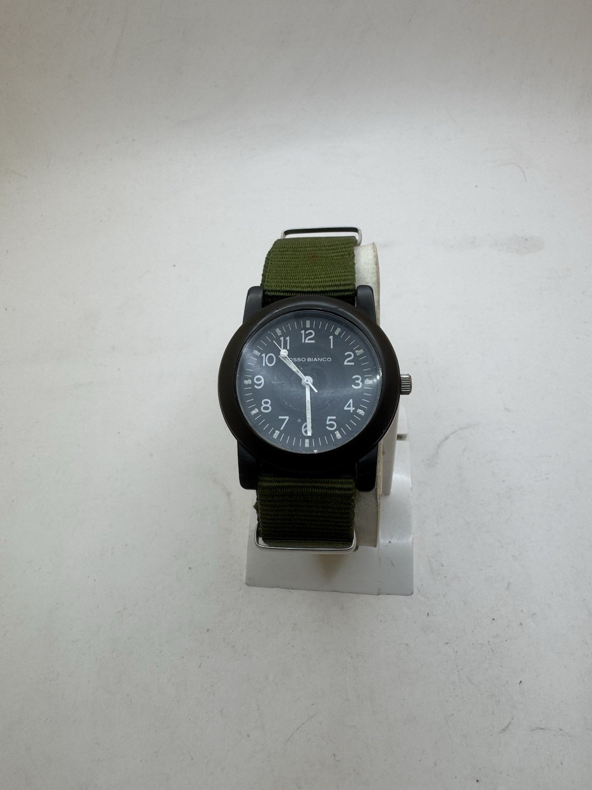 Rosso Bianco Quartz Watch Black Dial Black Case Green NATO Strap Men’s