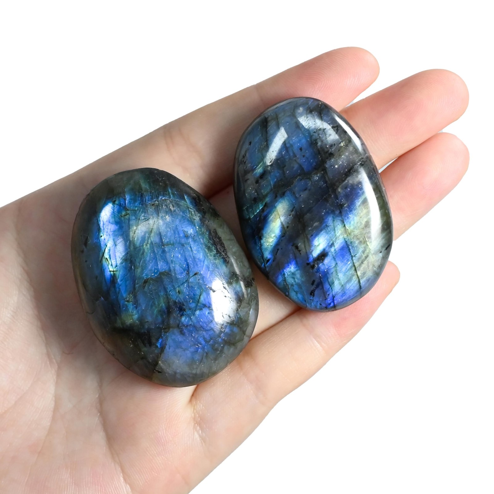 2PCS Labradorite Crystals, Irregular Shaped Gemstone Labradorite Worry Stones…