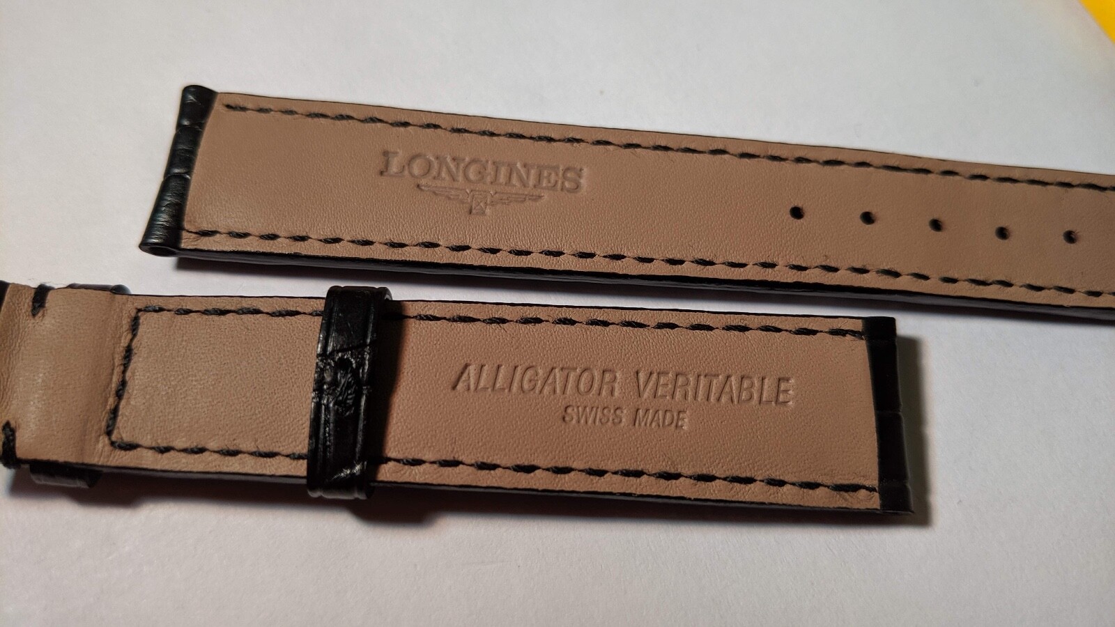 Longines BAND BLACK CROCO 18/16mm, 125/85mm LENGTHS – LONG BAND! NEW
