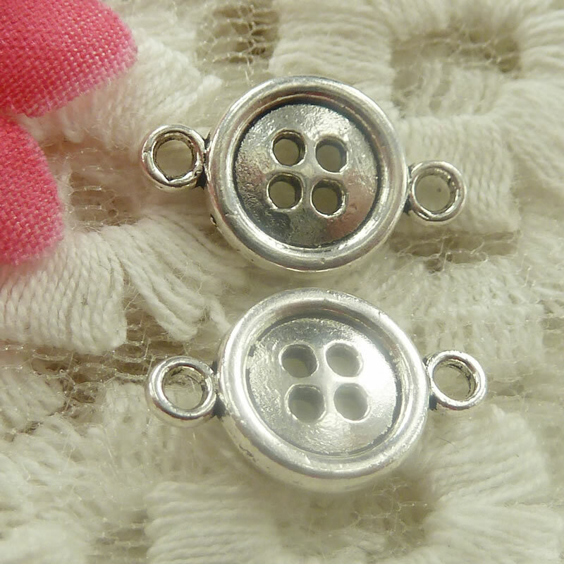 Free Ship 110 pcs Antique silver button connectors 16x10mm H-4787