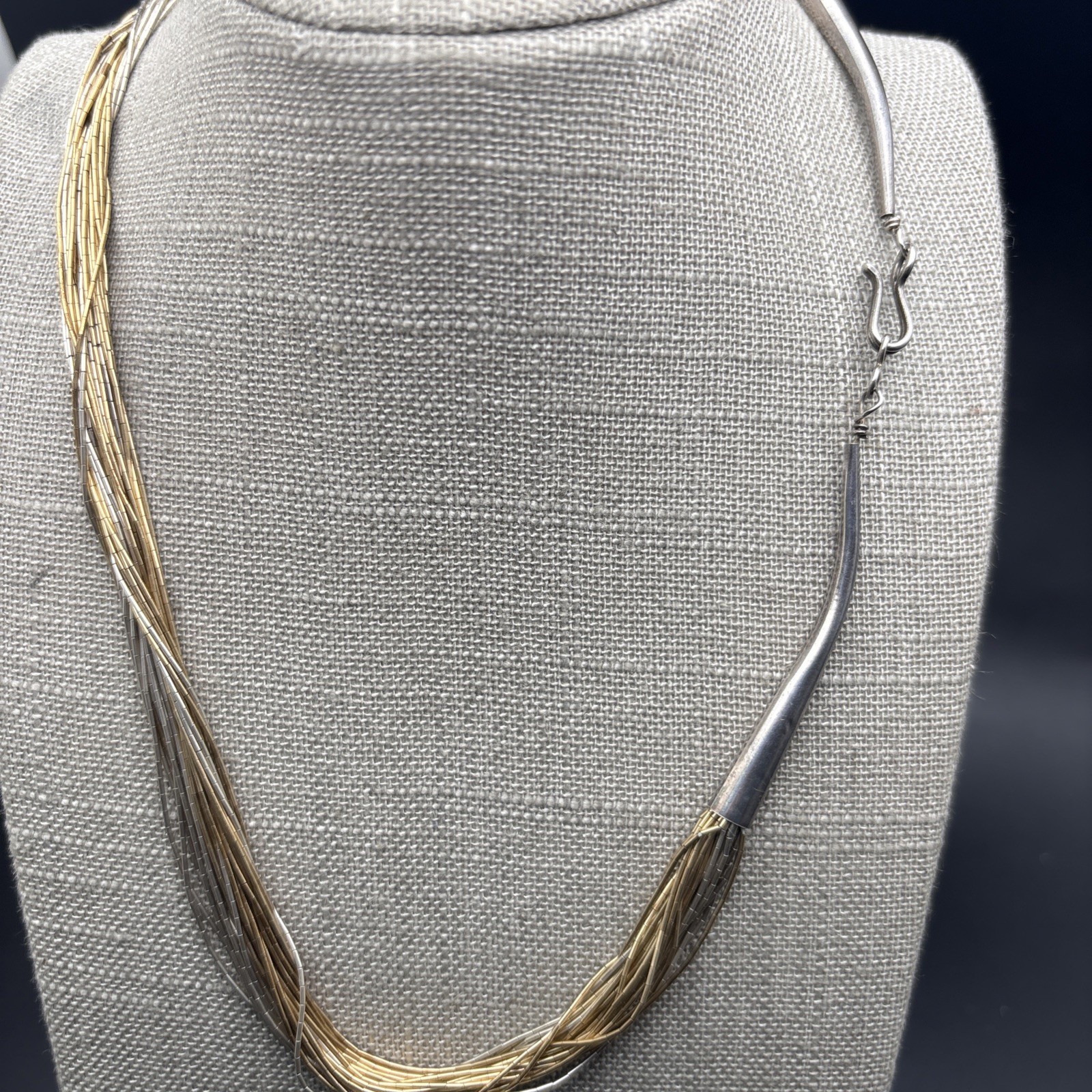 vintage Liquid Silver Necklace 925 Multi Strand Artisan Signed 23g 18”