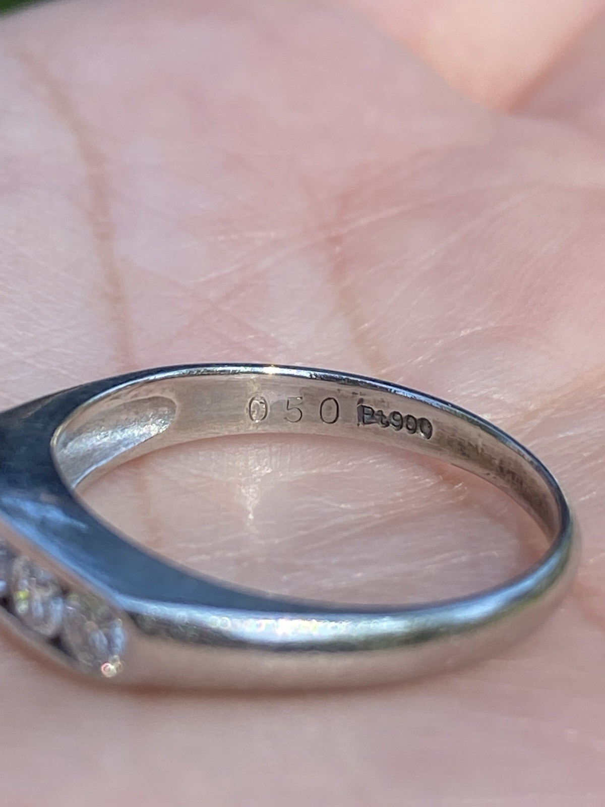 Platinum 0.50CTW 100% Natural Diamond Band Ring Size 7, 4.08 Grams