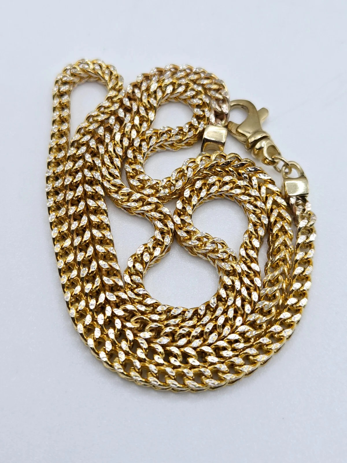 10KT Yellow Gold 2 Tone Diamond Cut Hollow Franco Chain 20 Inches x 3.0mm