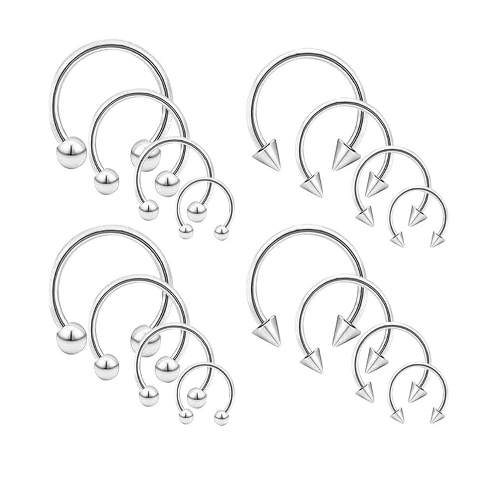 Horseshoe Rings Circular Barbells 16G 14G Surgical Steel Ball Spike Septum Rings