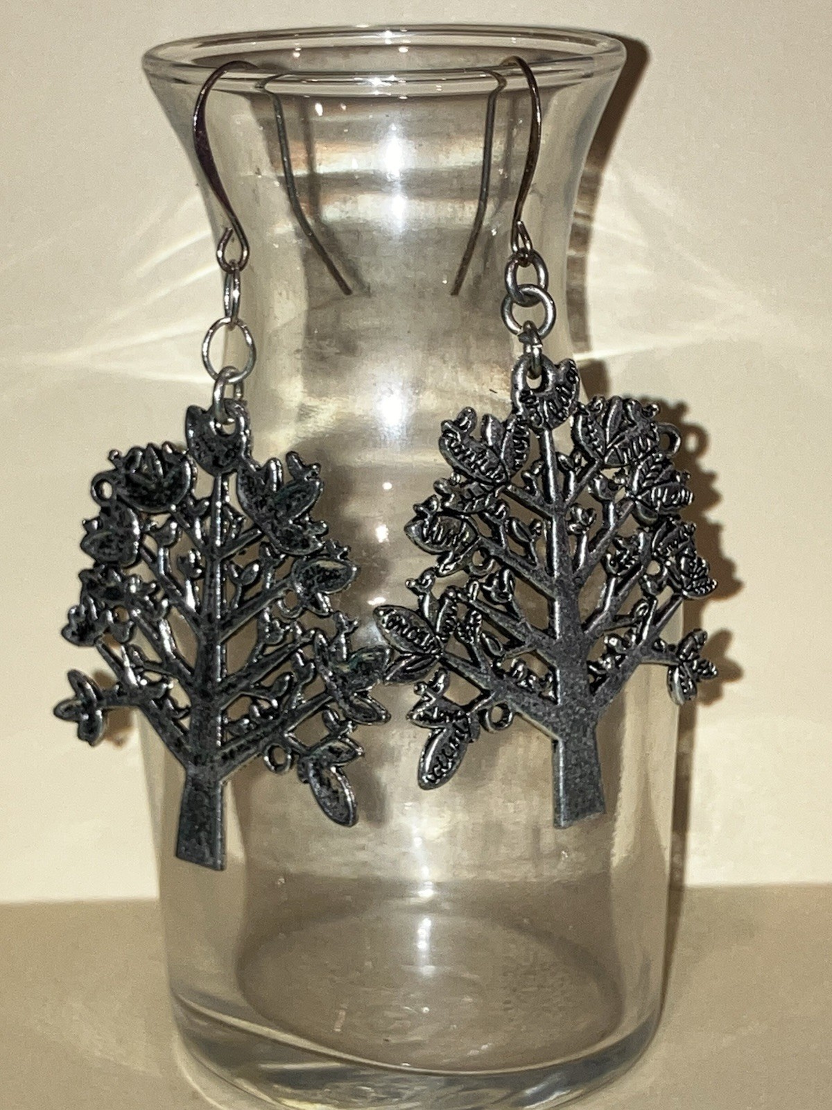 Silver Tone Tree Earrings