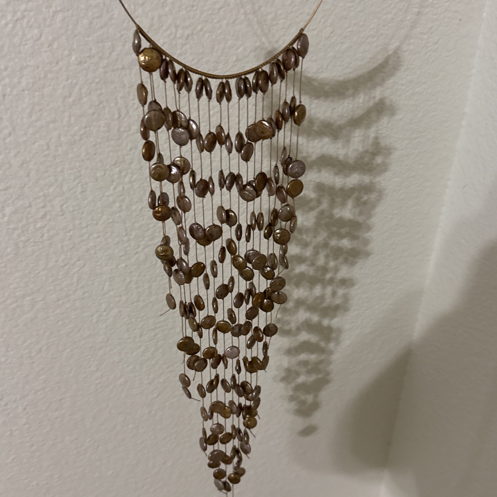 Simon Alcantara Original Gold Dipped 190 Pearls Shell Necklace Rare Chest Piece