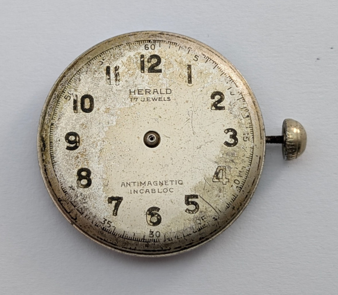 HERALD Aureole 17j WWII Military Style Field Watch 26mm Movement PARTS or REPAIR