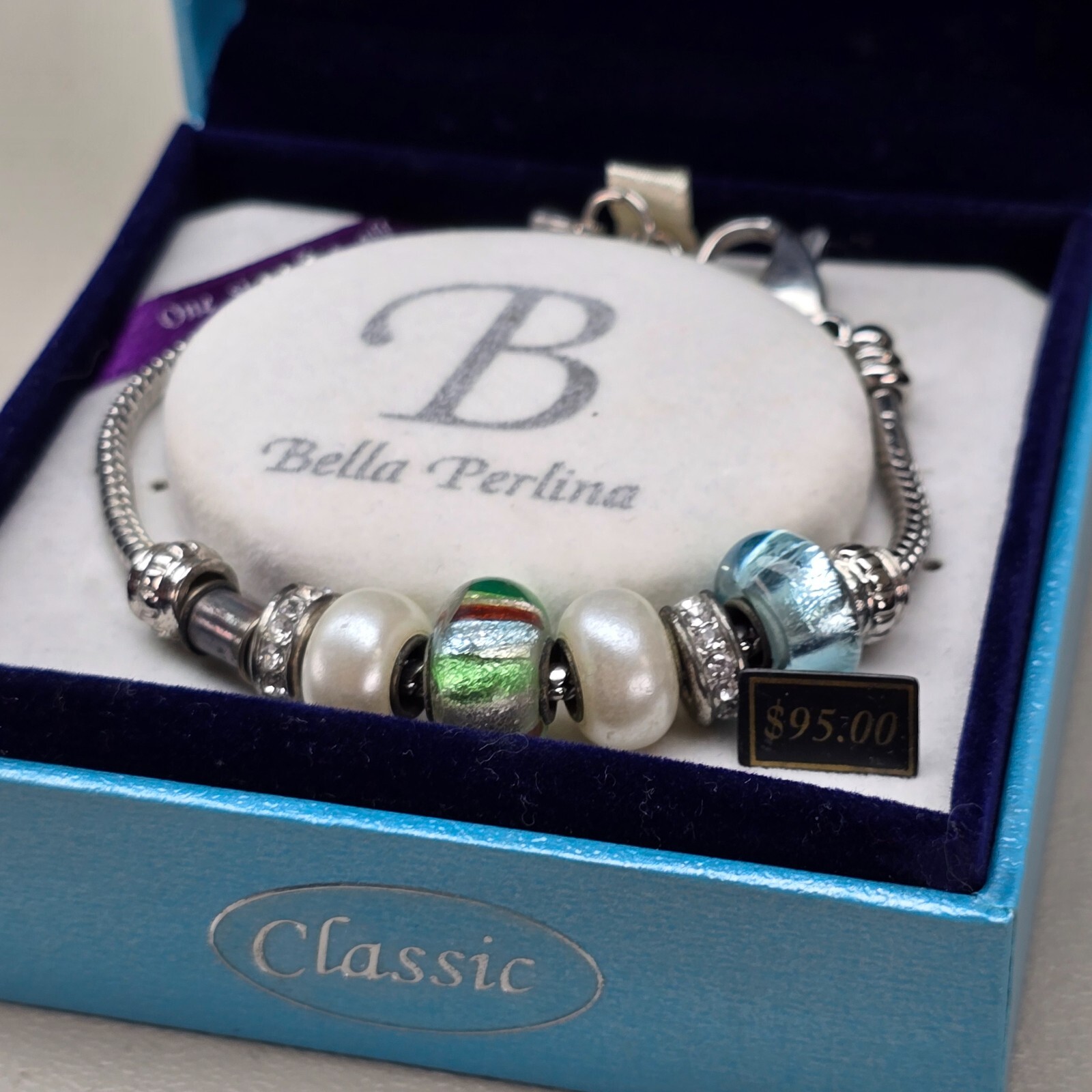 Bella Perlina Bracelet Rhinestones Blue Iridescent NEW