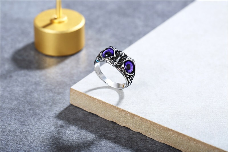 Eye Owl Finger Ring Men Women Retro Animal Stainless Steel Teen Boy Girl Jewelry