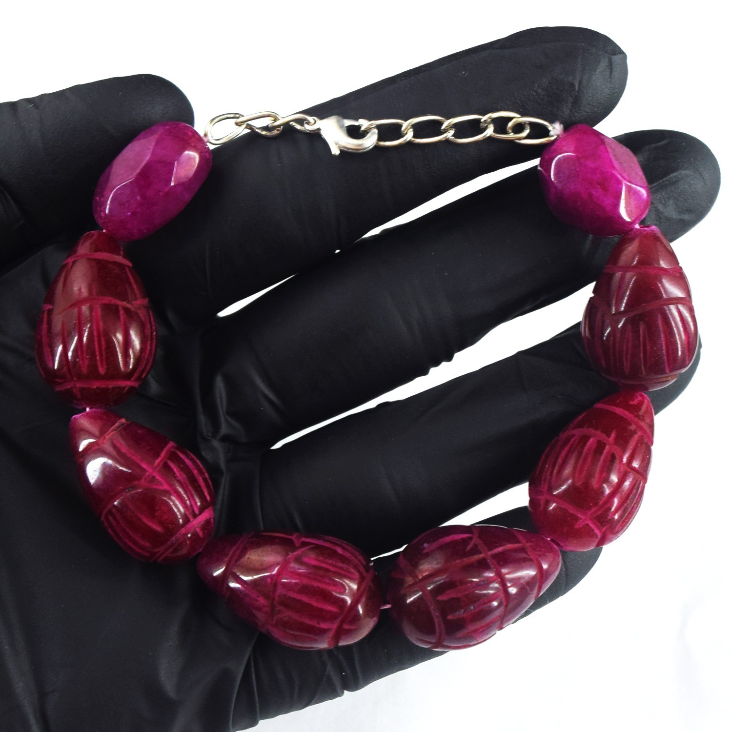 Awesome Massive 218.00 Cts Ruby Carved Best Beaded Wonderful Bracelet RK 17 E778