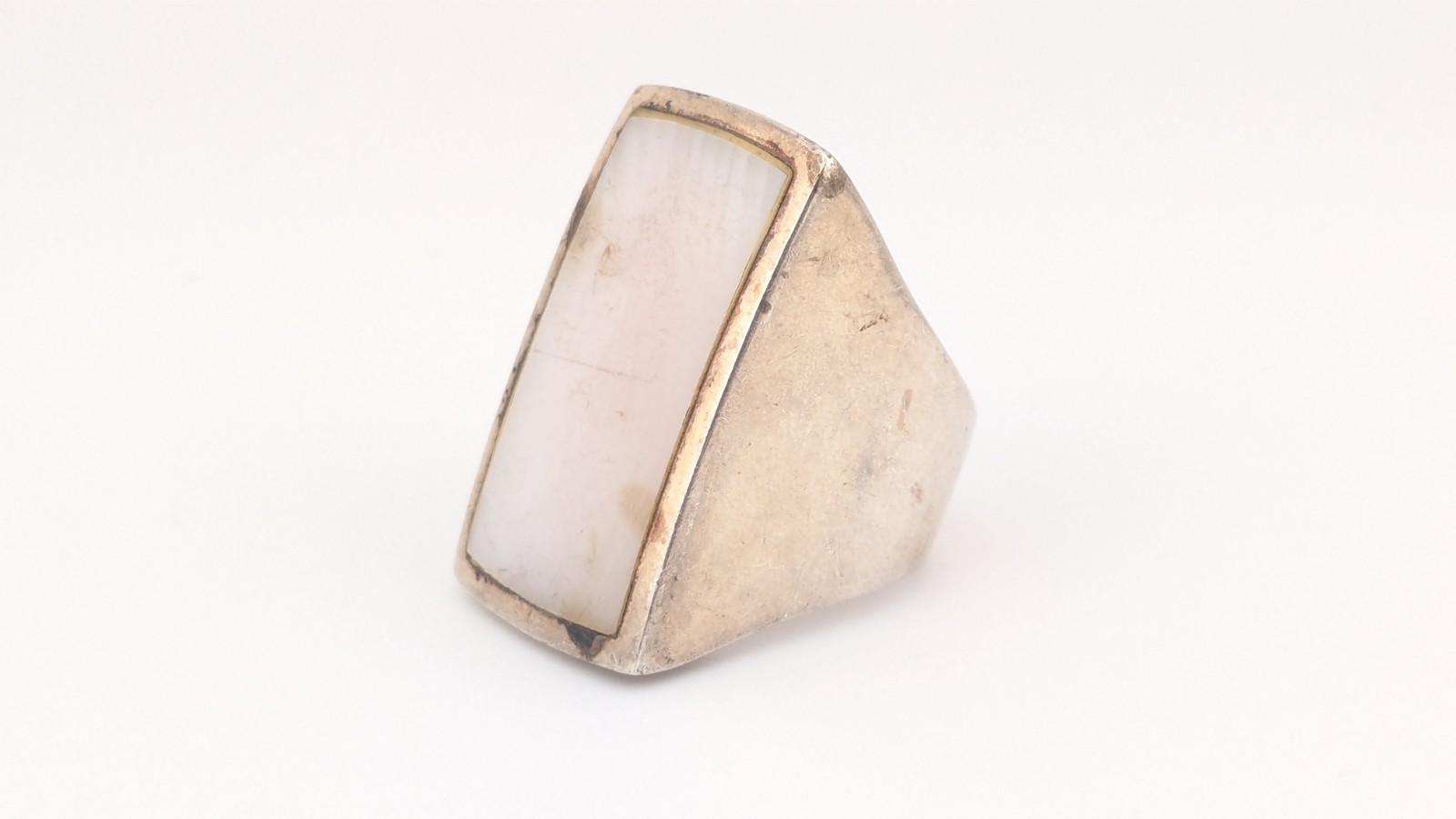 Sterling Silver Ring Rectangular Mother of Pearl AV 925 Thailand Size 7.75