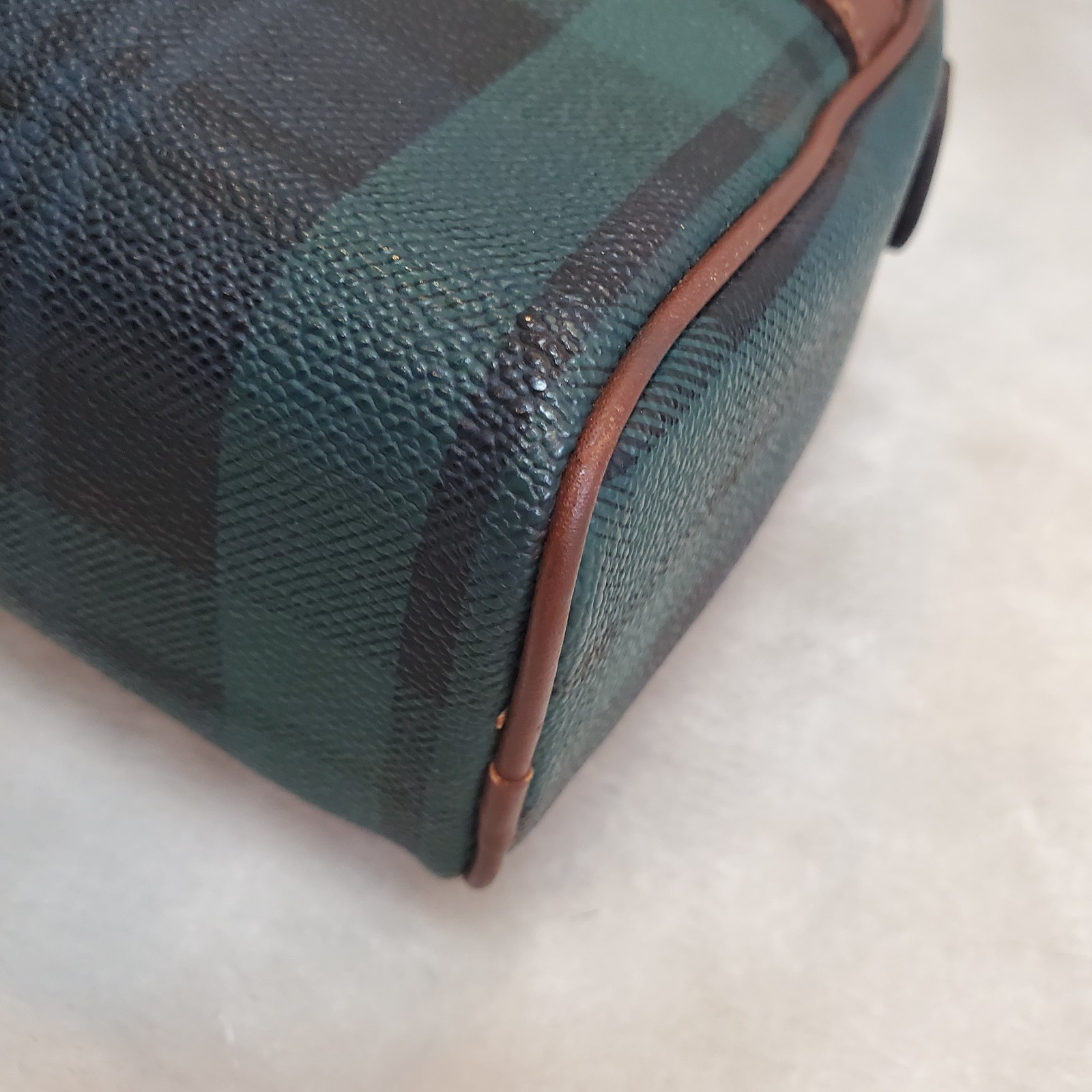 Polo Ralph Lauren Black Watch Check Pouch Clutch Bag Green PVC Leather