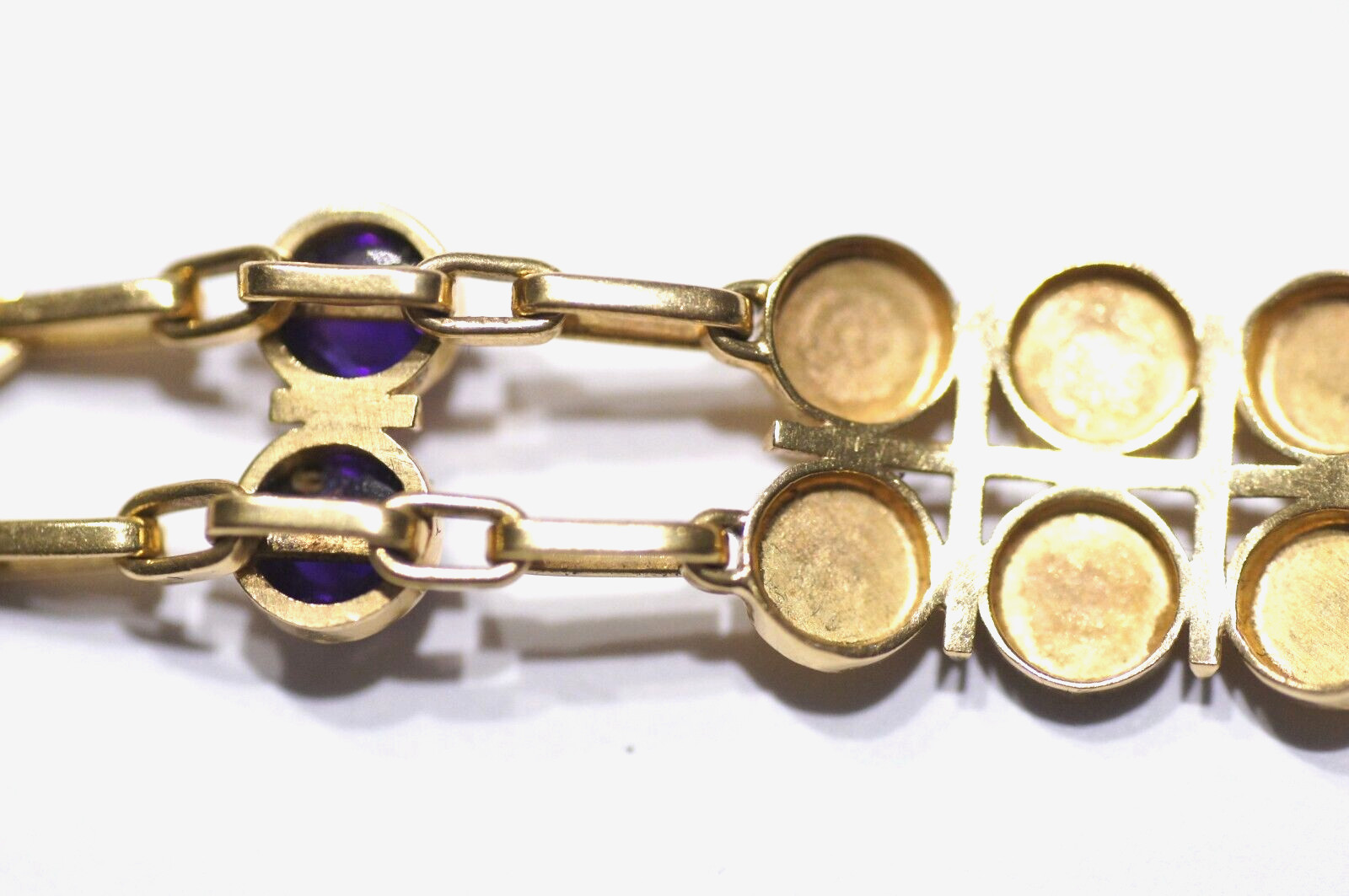 Armband 750 Gold, 29,60 gramm, mit Amethysten K.RU Punze, kein Bruch / Zahngold