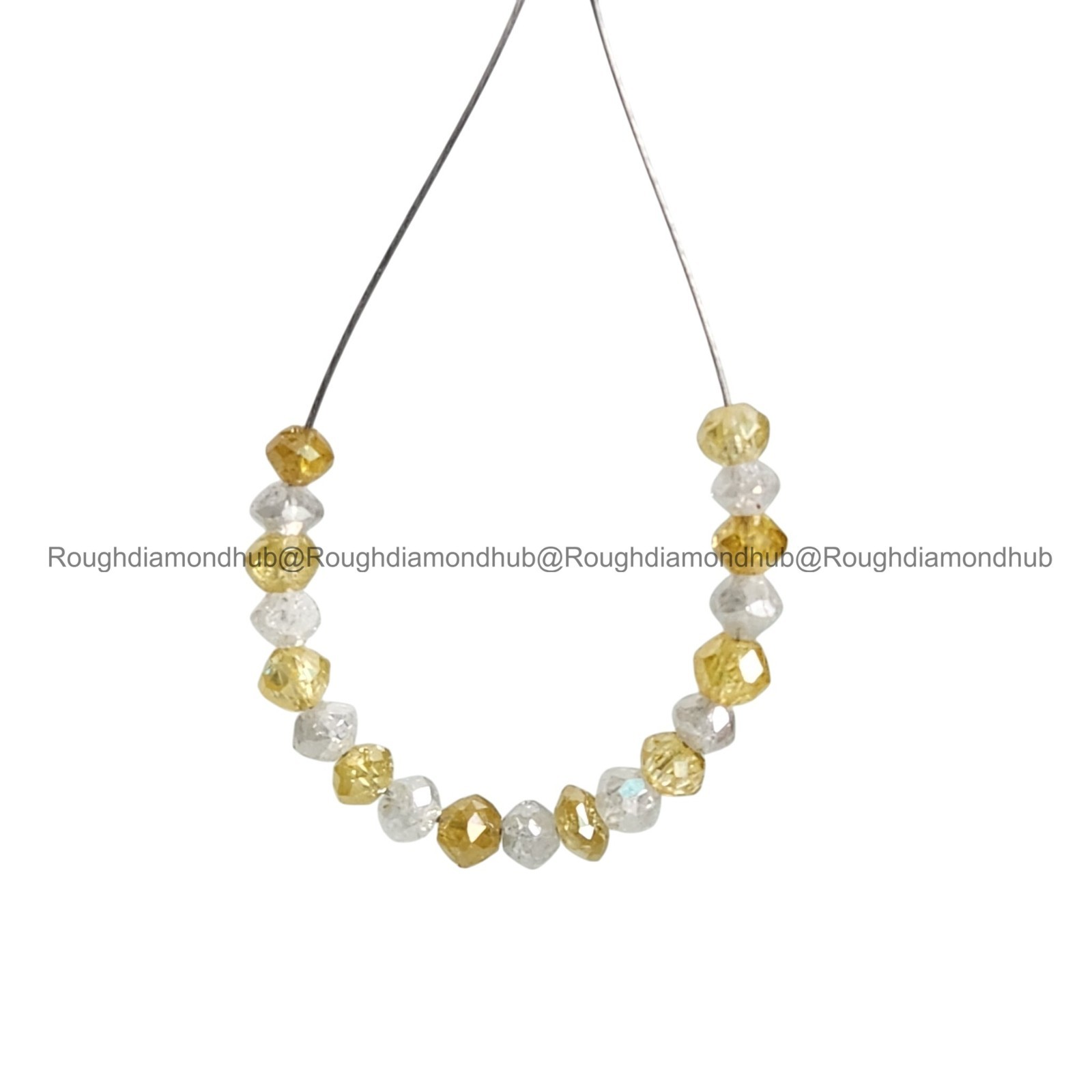 1.03 Ct Natural Yellow White Round Loose Diamond Beads wt Drilled Hole